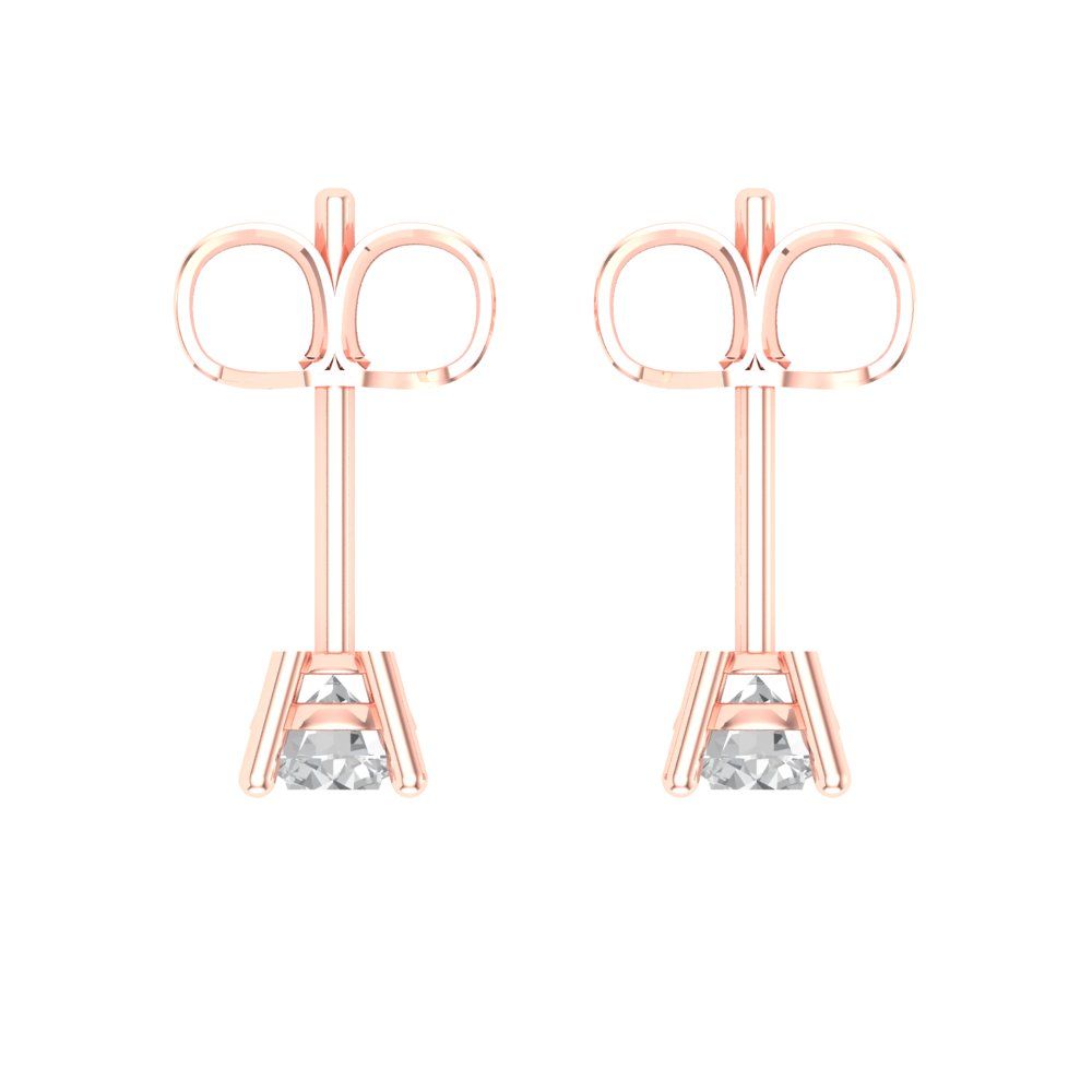 0.2 ctw Moissanite Studs Earrings | 3.0mm Round Cut White Gold Push back | April Birthstone