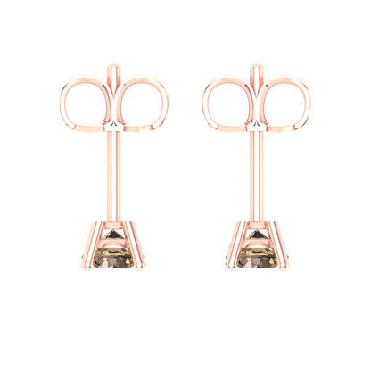 0.2cttw Round Cut Simulated Champagne Diamond Gold-Plated 925 Silver Push Back Stud Earrings