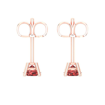 0.2 ctw Garnet Studs Earrings | 3.0mm Round Cut White Gold Push back | January Birthstone