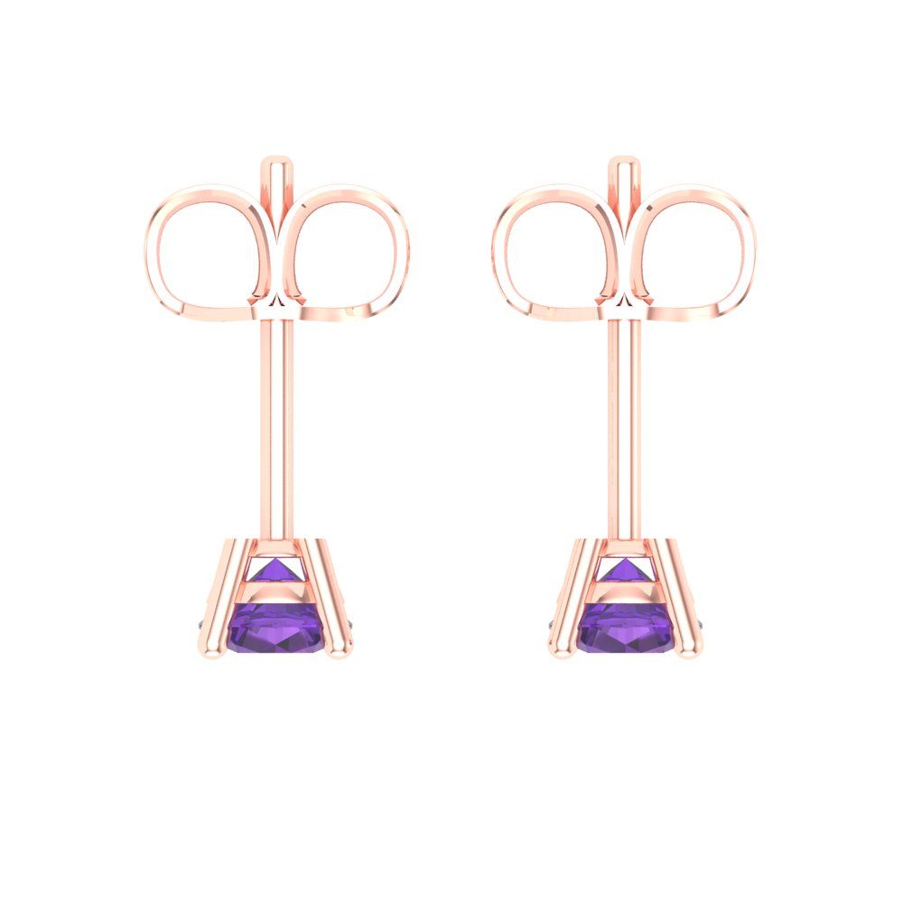 0.2 ctw Amethyst Studs Earrings | 3.0mm Round Cut White Gold Push back | February Birthstone