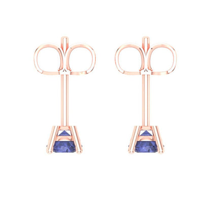 0.2 ctw Tanzanite Studs Earrings | 3.0mm Round Cut White Gold Push back | December Birthstone