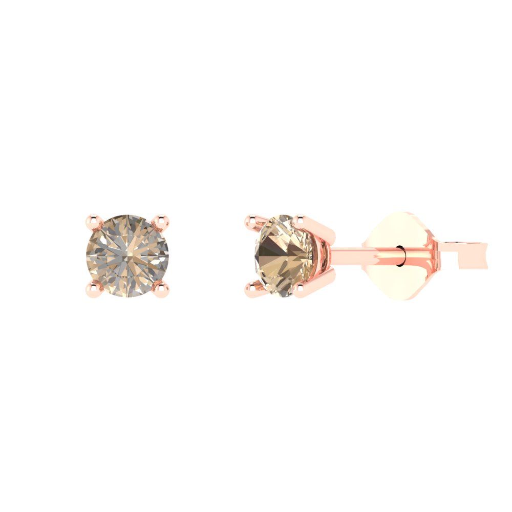 0.5 ctw Yellow Moissanite Studs Earrings | 4.0mm Round Cut White Gold Push Back | April Birthstone