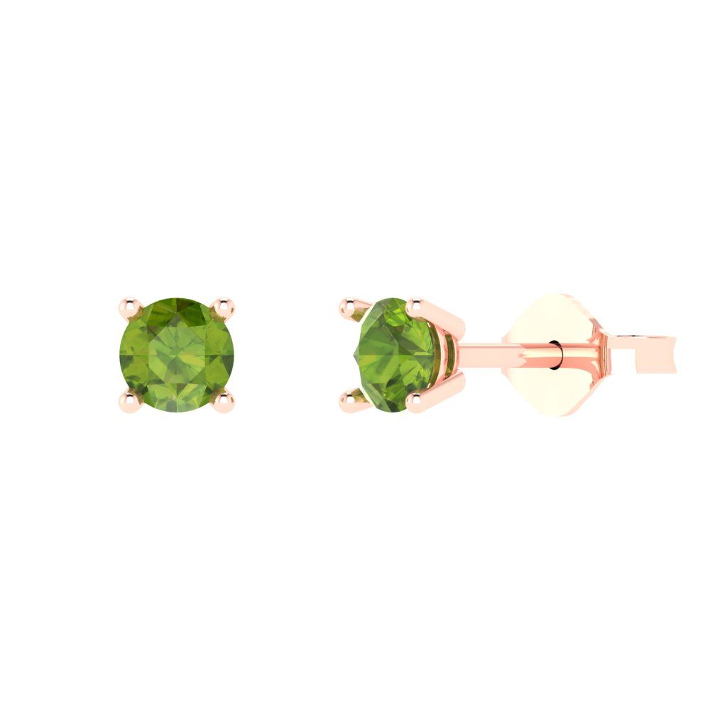 0.5 ctw Peridot Studs Earrings | 4.0mm Round Cut White Gold Push Back | August Birthstone