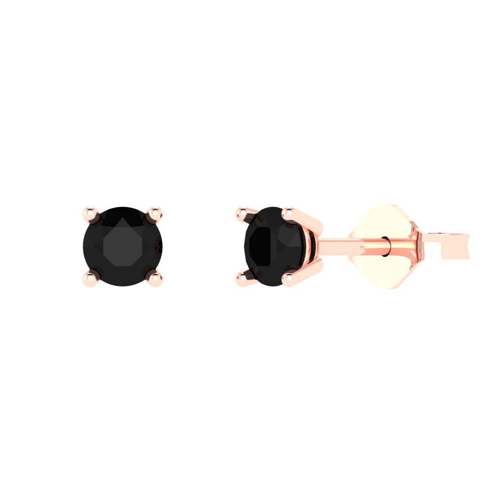 0.5 ctw Onyx Studs Earrings | 4.0mm Round Cut White Gold Push Back | July Birthstone