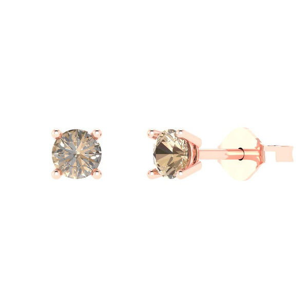 0.5 ct Brilliant Round Cut Solitaire Studs Yellow Moissanite Stone Rose Gold Earrings Push back