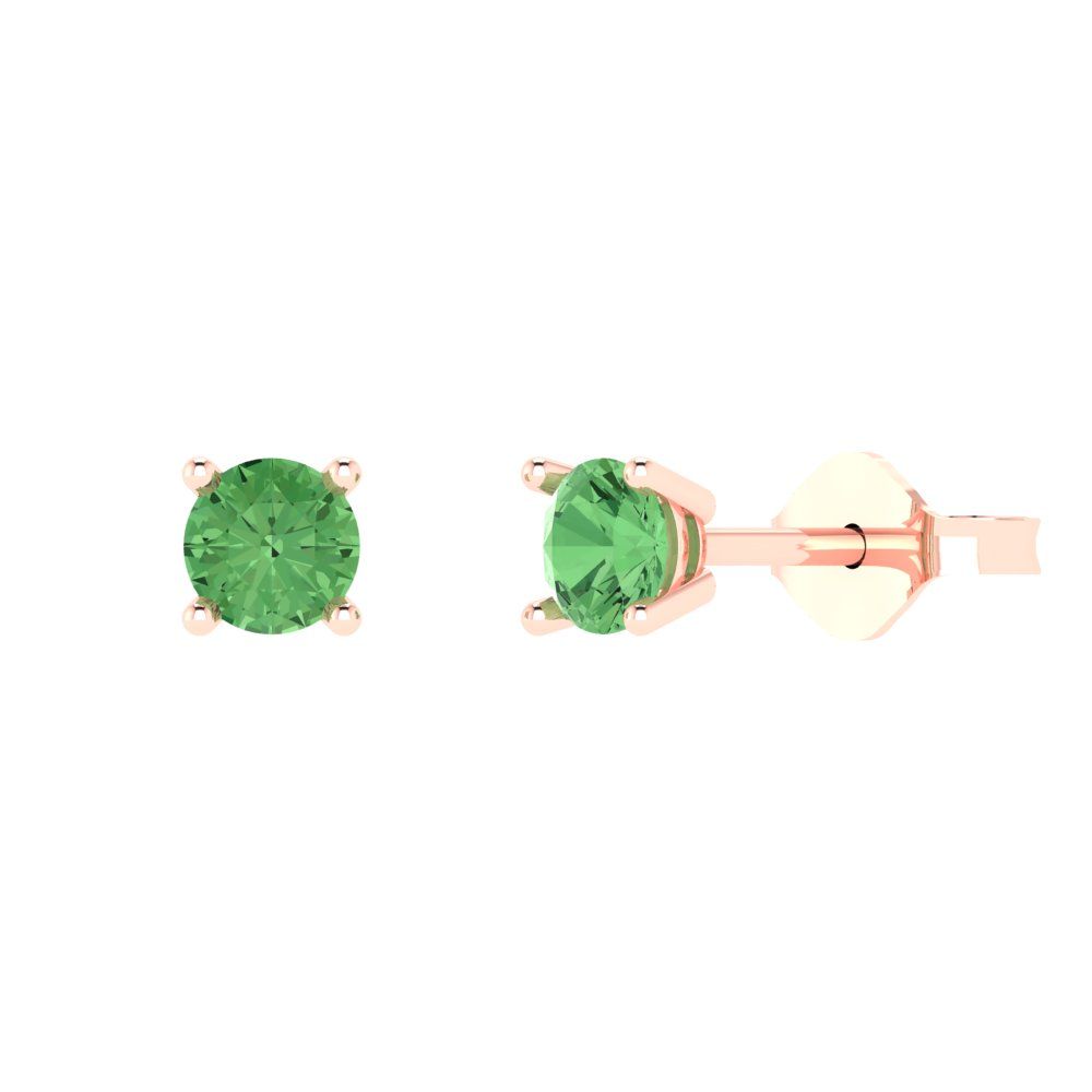 0.5cttw Round Cut Simulated Green Diamond Gold-Plated 925 Silver Push Back Stud Earrings