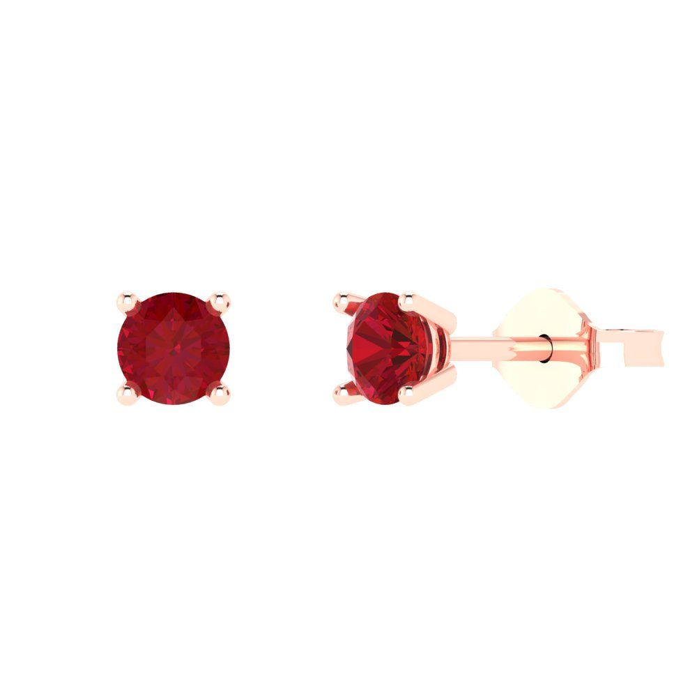 0.5 ctw Ruby Studs Earrings | 4.0mm Round Cut White Gold Push Back | July Birthstone