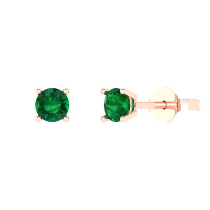0.5cttw Round Cut Simulated Emerald Gold-Plated 925 Silver Push Back Stud Earrings