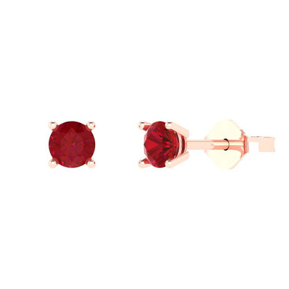 0.5cttw Round Cut Simulated Ruby Gold-Plated 925 Silver Push Back Stud Earrings