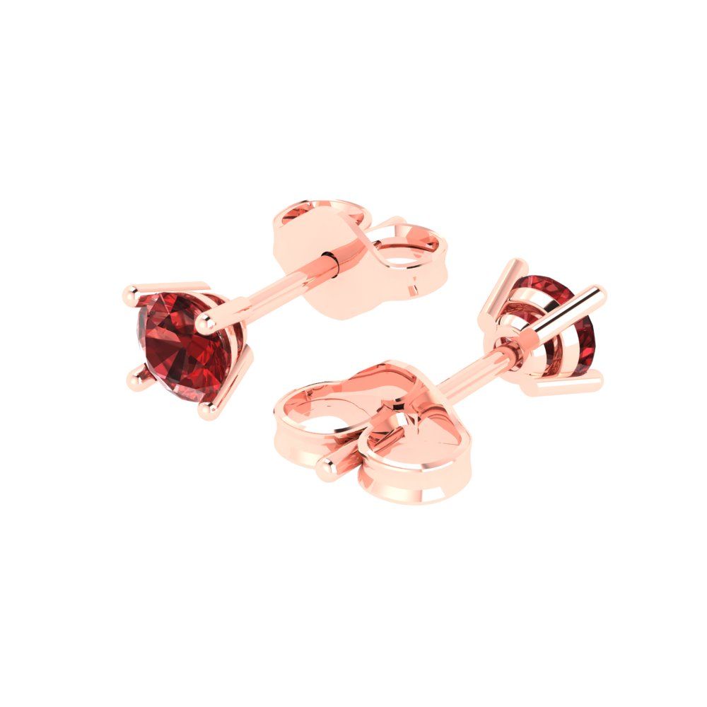 0.5 ctw Garnet Studs Earrings | 4.0mm Round Cut White Gold Push Back | January Birthstone