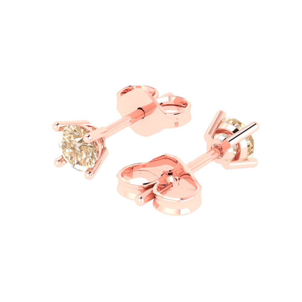 0.5 ctw Morganite Studs Earrings | 4.0mm Round Cut White Gold Push Back | February Birthstone