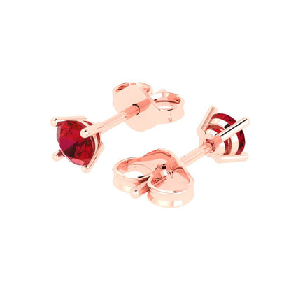 0.5 ctw Ruby Studs Earrings | 4.0mm Round Cut White Gold Push Back | July Birthstone