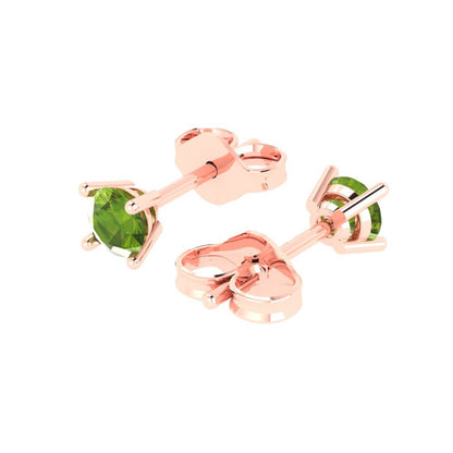 0.5cttw Round Cut Natural Peridot Gold-Plated 925 Silver Push Back Stud Earrings
