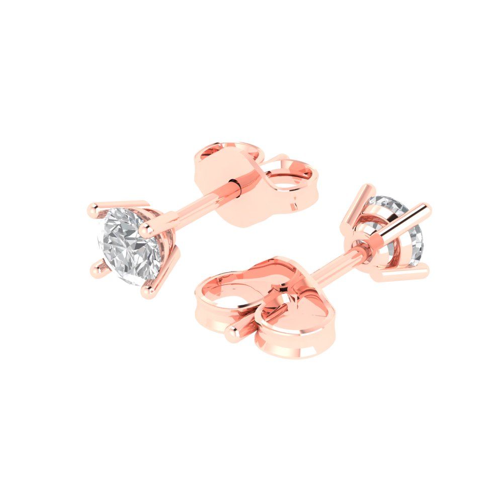 0.5 ctw White Sapphire Studs Earrings | 4.0mm Round Cut White Gold Push Back | April Birthstone