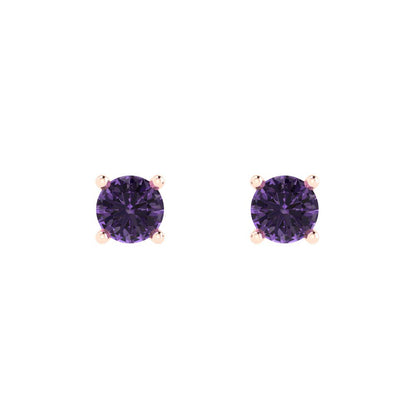 0.5 ctw Alexandrite Studs Earrings | 4.0mm Round Cut White Gold Push Back | June Birthstone