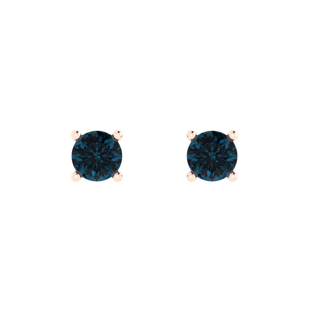 0.5cttw Round Cut Natural London Blue Topaz Gold-Plated 925 Silver Push Back Stud Earrings