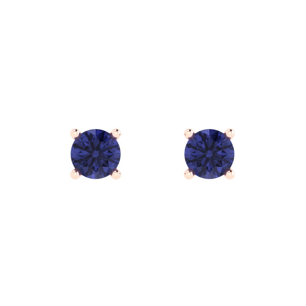 0.5cttw Round Cut Simulated Tanzanite Gold-Plated 925 Silver Push Back Stud Earrings