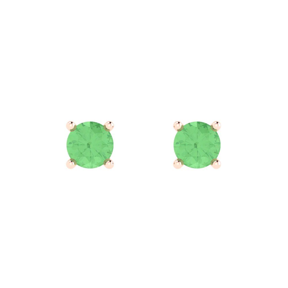 0.5 ctw Green Zirconia Studs Earrings | 4.0mm Round Cut White Gold Push Back | April Birthstone