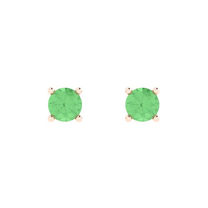 0.5 ctw Green Zirconia Studs Earrings | 4.0mm Round Cut White Gold Push Back | April Birthstone