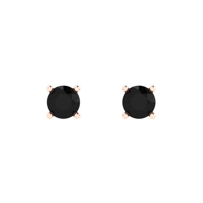 0.5cttw Round Cut Natural Onyx Gold-Plated 925 Silver Push Back Stud Earrings