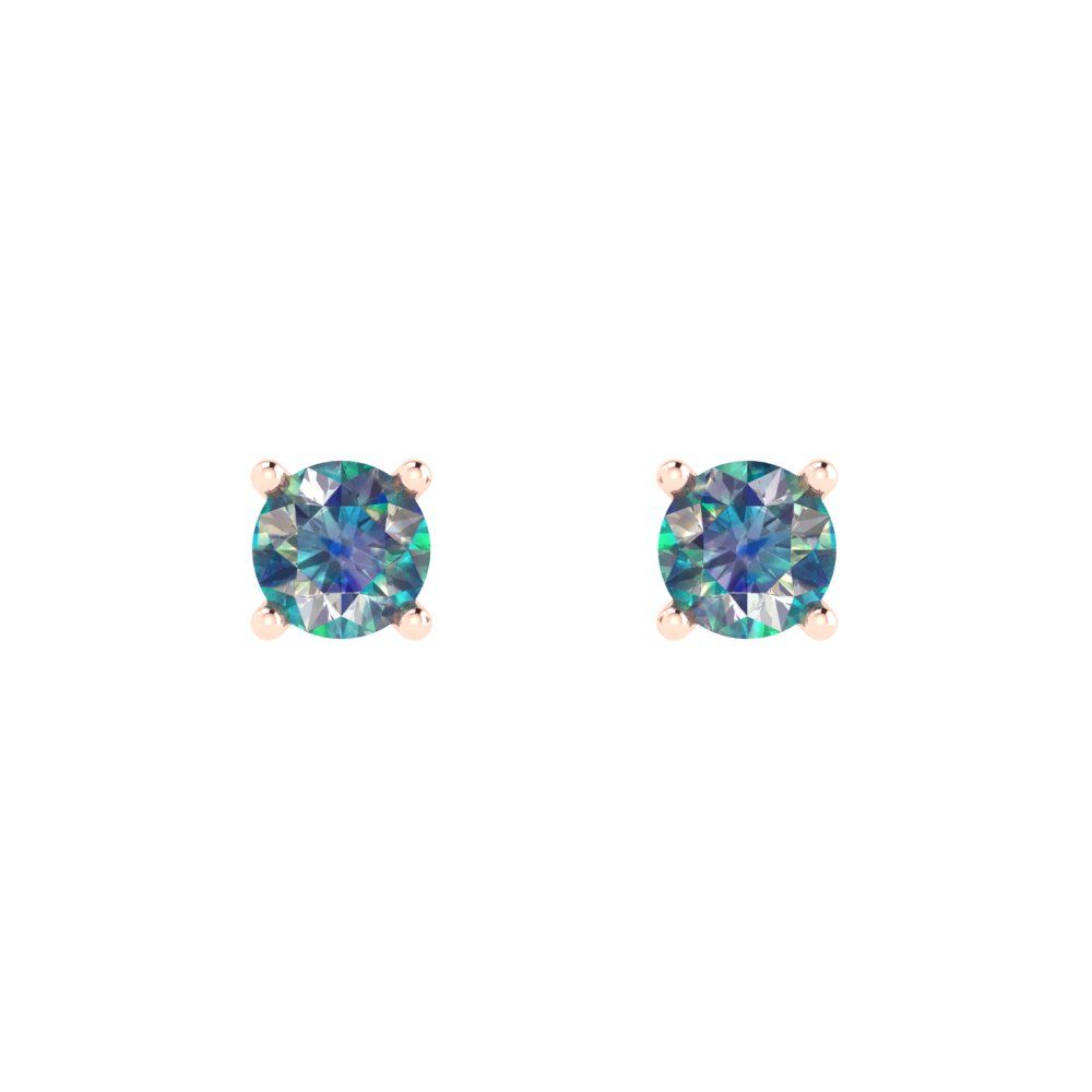 0.5cttw Round Cut Blue Moissanite Gold-Plated 925 Silver Push Back Stud Earrings