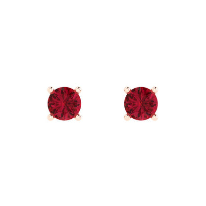 0.5 ctw Pink Tourmaline Studs Earrings | 4.0mm Round Cut White Gold Push Back | April Birthstone
