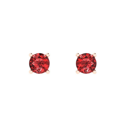 0.5 ctw Garnet Studs Earrings | 4.0mm Round Cut White Gold Push Back | January Birthstone