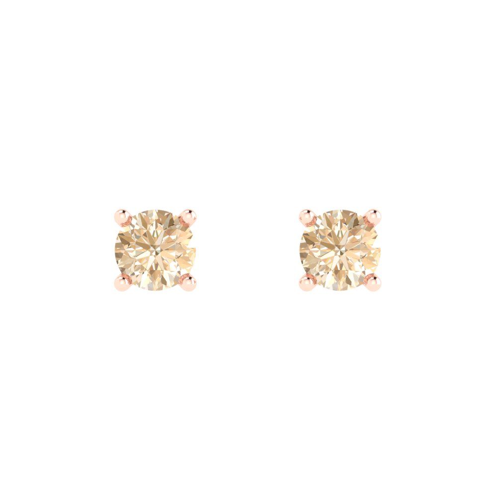 0.5cttw Round Cut Natural Morganite Gold-Plated 925 Silver Push Back Stud Earrings