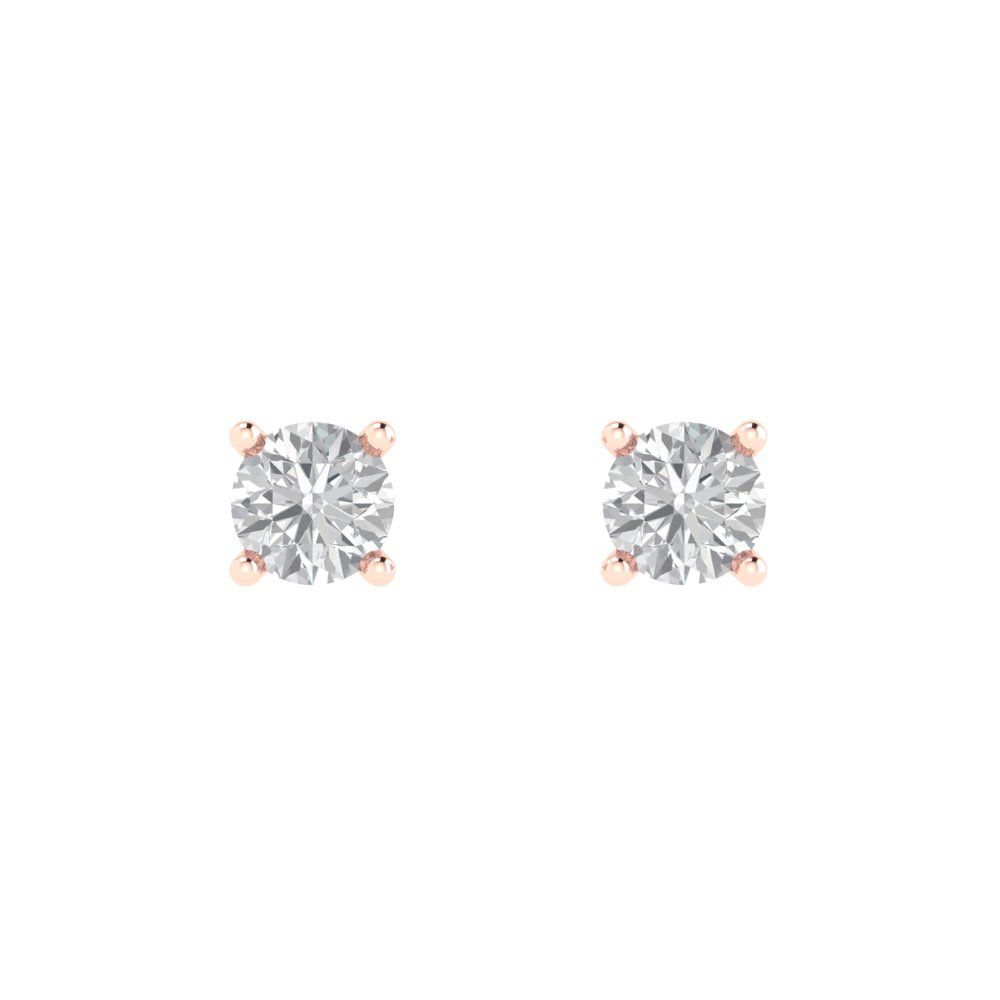 0.5 ctw White Sapphire Studs Earrings | 4.0mm Round Cut White Gold Push Back | April Birthstone
