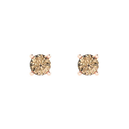 0.5 ctw Yellow Moissanite Studs Earrings | 4.0mm Round Cut White Gold Push Back | April Birthstone