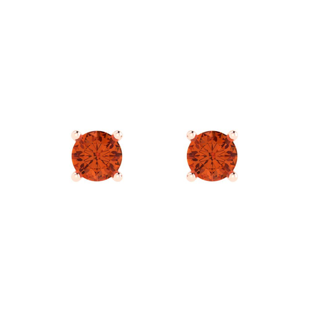 0.5 ctw Red Zirconia Studs Earrings | 4.0mm Round Cut White Gold Push Back | April Birthstone