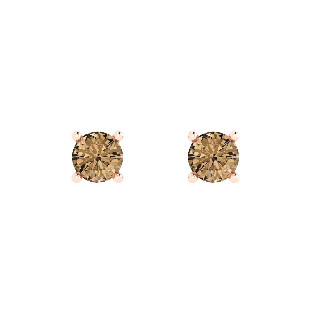 0.5cttw Round Cut Simulated Champagne Diamond Gold-Plated 925 Silver Push Back Stud Earrings