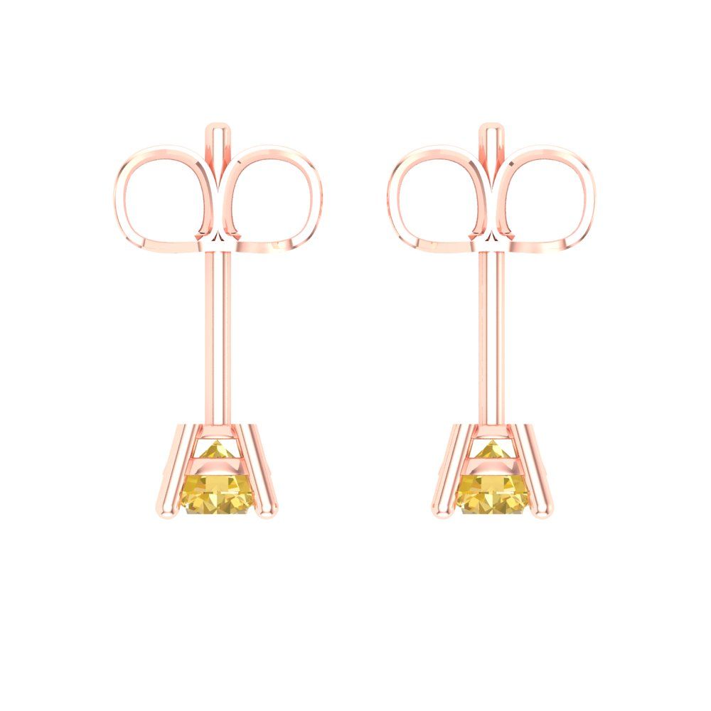 0.5cttw Round Cut Natural Citrine Gold-Plated 925 Silver Push Back Stud Earrings