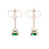 0.5 ct Brilliant Round Cut Solitaire Studs Simulated Emerald Stone Rose Gold Earrings Push back