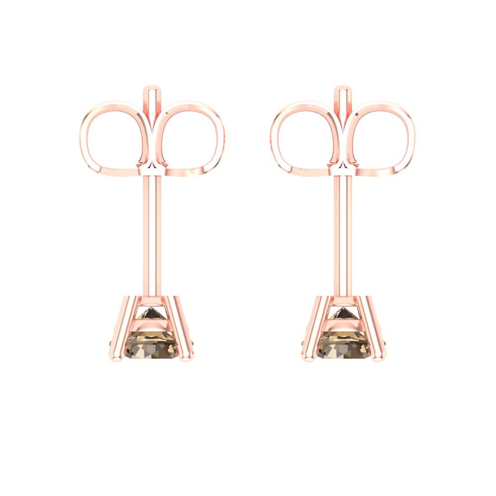 0.5cttw Round Cut Simulated Champagne Diamond Gold-Plated 925 Silver Push Back Stud Earrings
