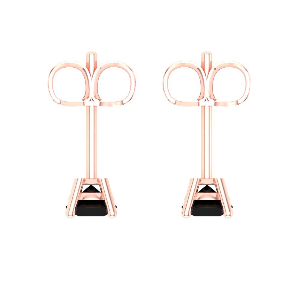 0.5cttw Round Cut Natural Onyx Gold-Plated 925 Silver Push Back Stud Earrings