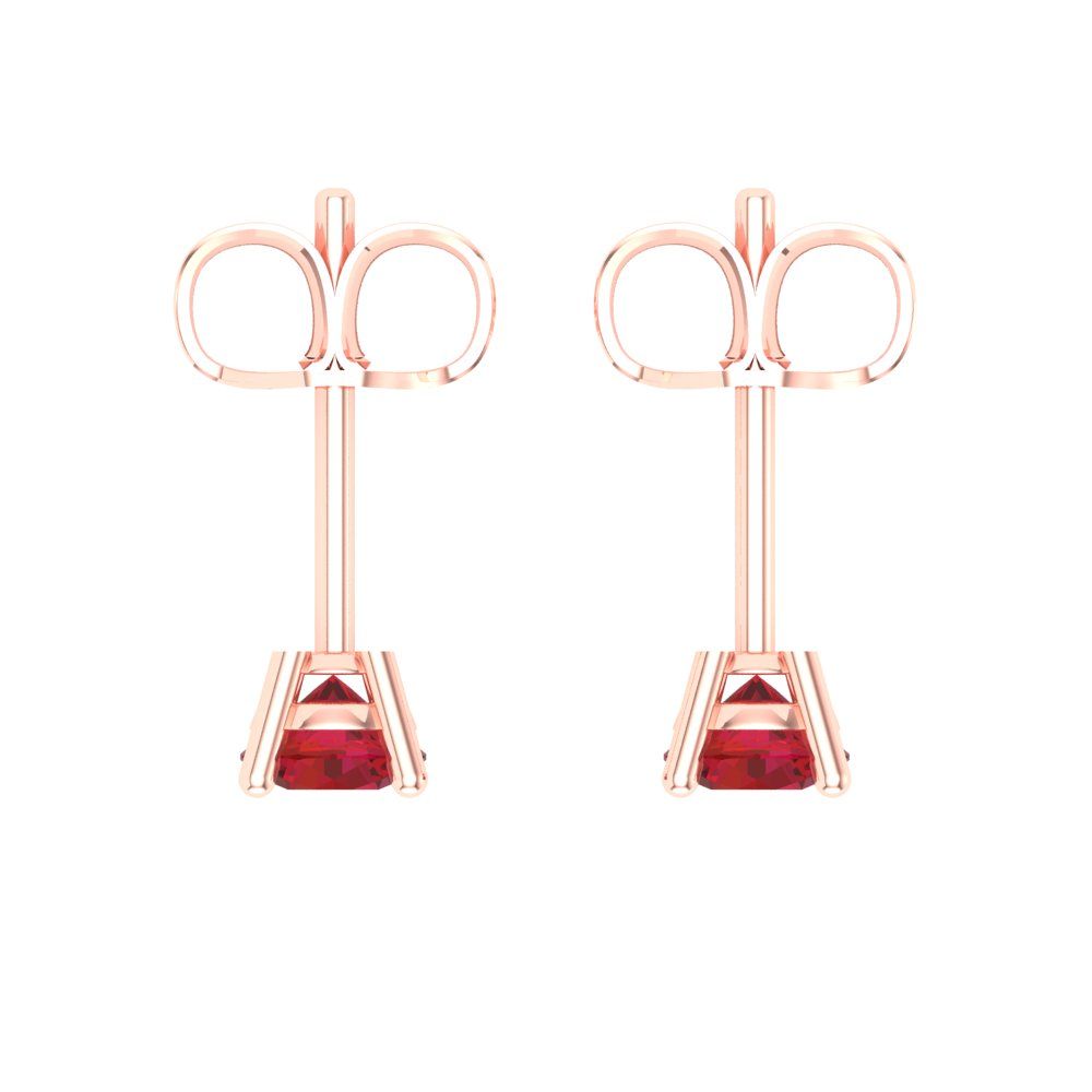 0.5cttw Round Cut Simulated Ruby Gold-Plated 925 Silver Push Back Stud Earrings