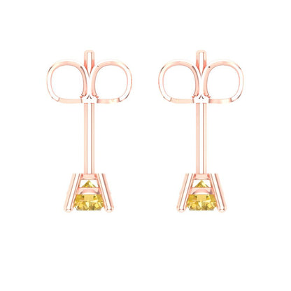 0.5 ctw Citrine Studs Earrings | 4.0mm Round Cut White Gold Push Back | November Birthstone