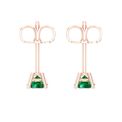 0.5cttw Round Cut Simulated Emerald Gold-Plated 925 Silver Push Back Stud Earrings