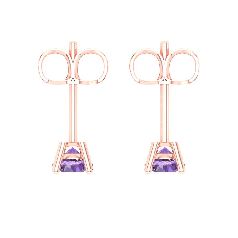 0.5 ctw Alexandrite Studs Earrings | 4.0mm Round Cut White Gold Push Back | June Birthstone