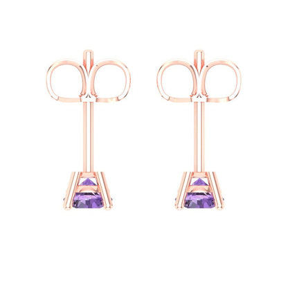 0.5 ctw Alexandrite Studs Earrings | 4.0mm Round Cut White Gold Push Back | June Birthstone