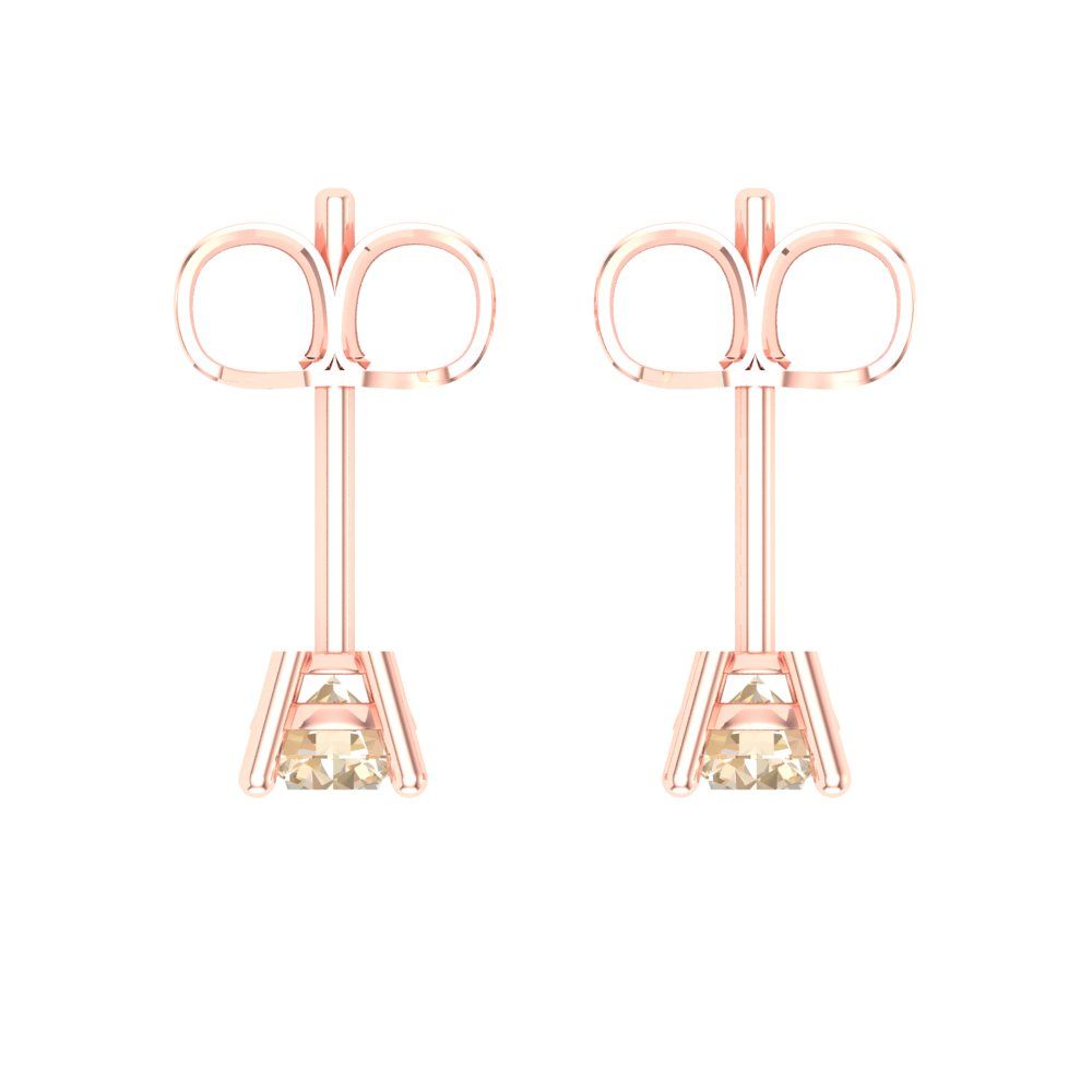 0.5 ctw Morganite Studs Earrings | 4.0mm Round Cut White Gold Push Back | February Birthstone