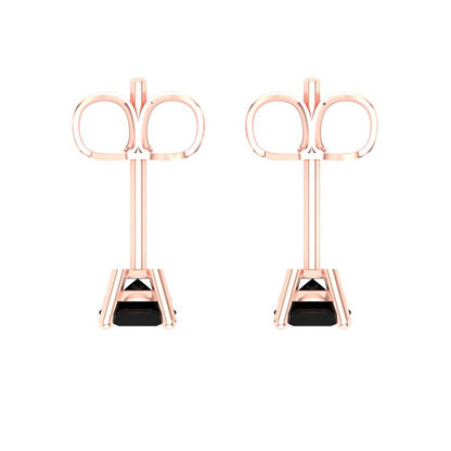 0.5 ctw Onyx Studs Earrings | 4.0mm Round Cut White Gold Push Back | July Birthstone