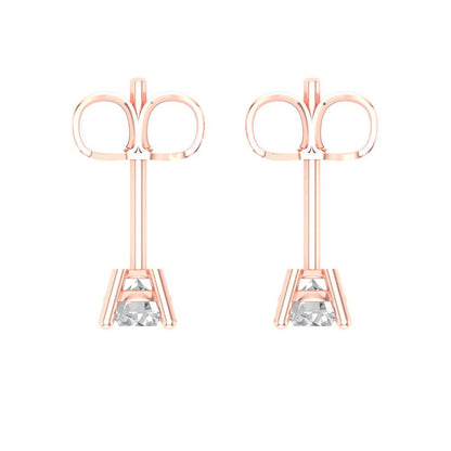 0.5 ctw White Sapphire Studs Earrings | 4.0mm Round Cut White Gold Push Back | April Birthstone