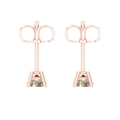 0.5 ctw Yellow Moissanite Studs Earrings | 4.0mm Round Cut White Gold Push Back | April Birthstone