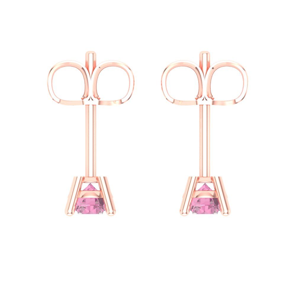 0.5cttw Round Cut Simulated Pink Diamond Gold-Plated 925 Silver Push Back Stud Earrings