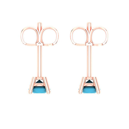 0.5cttw Round Cut Simulated Turquoise Gold-Plated 925 Silver Push Back Stud Earrings