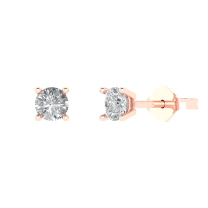 1cttw Round Cut White Sapphire Gold-Plated 925 Silver Push Back Stud Earrings