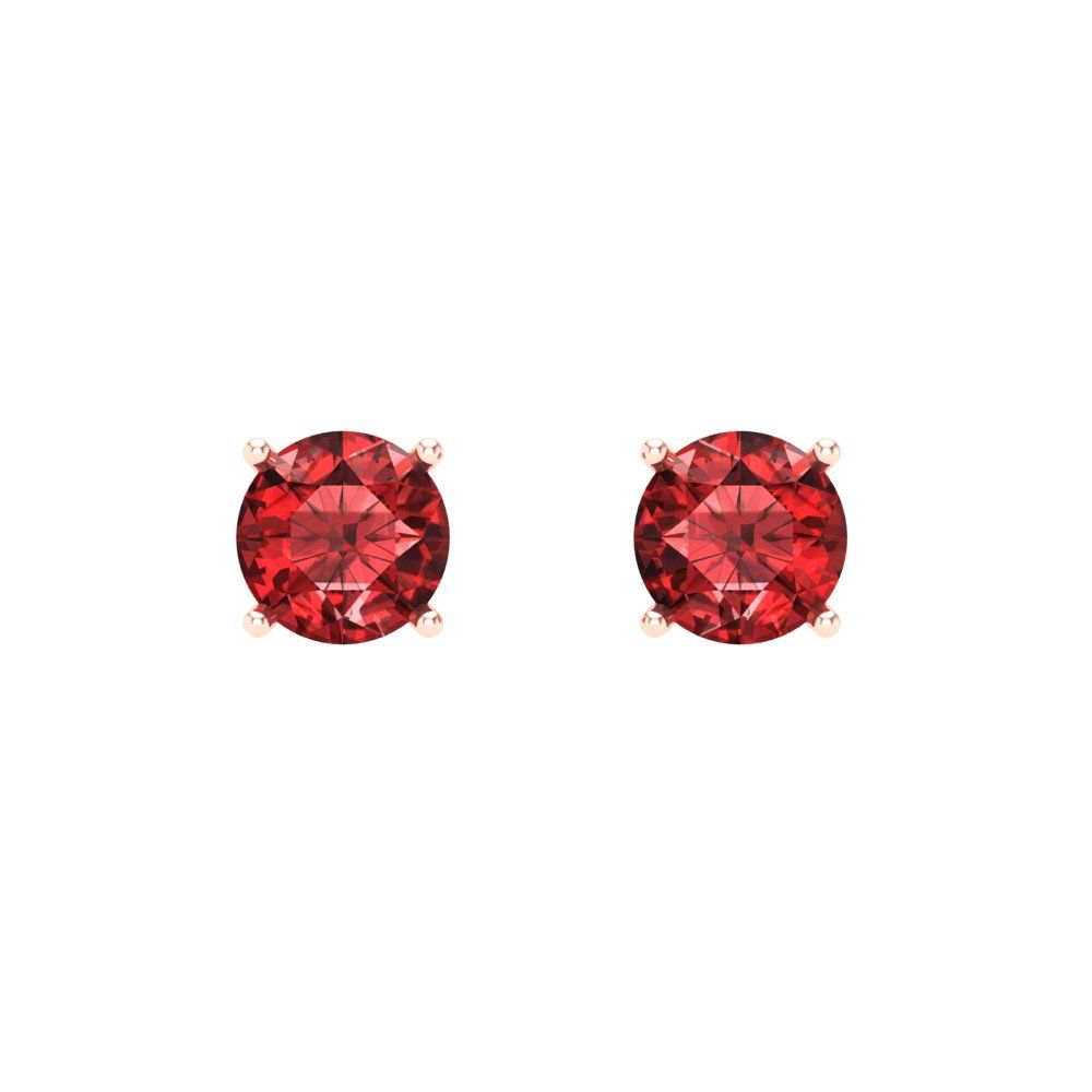 1 ctw Garnet Studs Earrings | 5.0mm Round Cut White Gold Push Back | January Birthstone