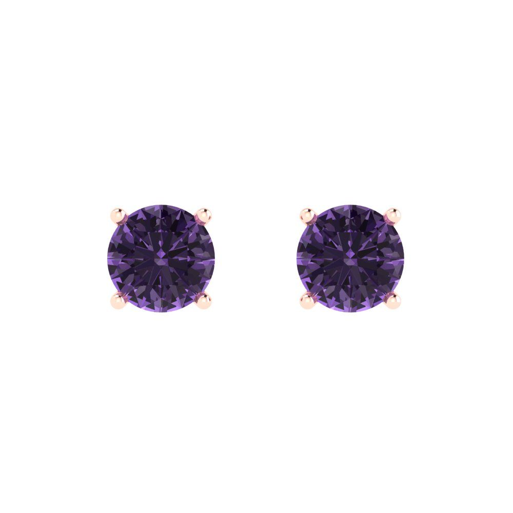 1 ctw Alexandrite Studs Earrings | 5.0mm Round Cut White Gold Push Back | June Birthstone